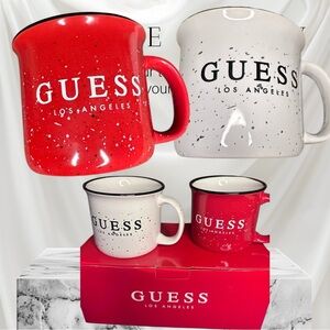 Guess Red and White Speckled Mugs